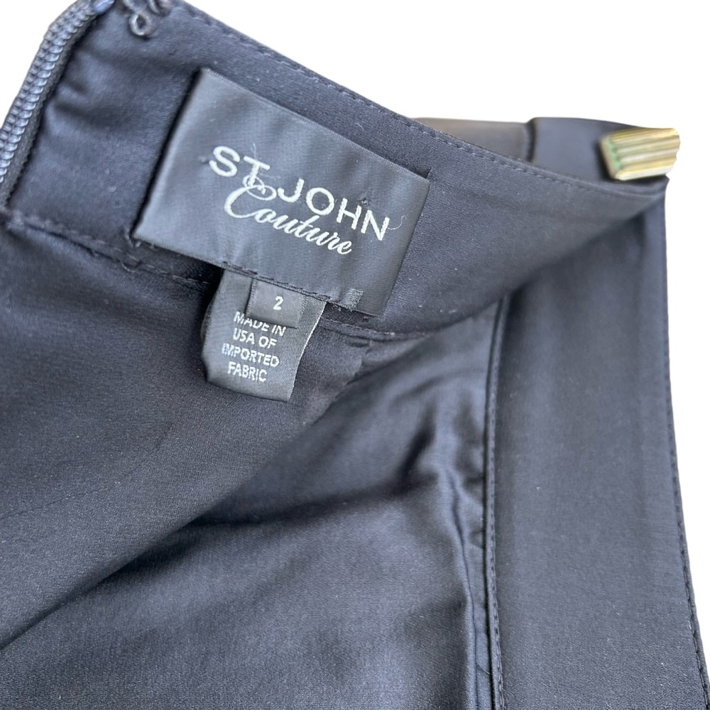 St. John Couture Liquid Satin Maxi Skirt Sz 2 Back Slit Packets QuietLuxury - Picture 13 of 16